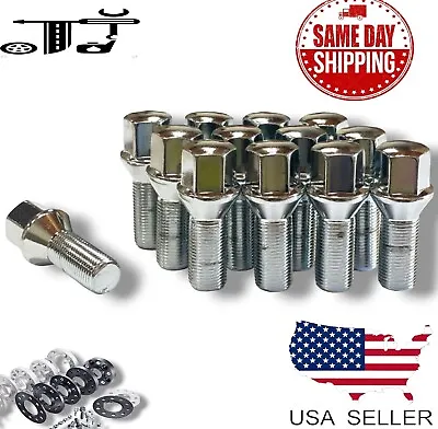 10x Chrome 14x1.5 Cone Seat Lug Bolt 28mm Shank Fit Volkswagen Aftermarket Wheel • $19.99