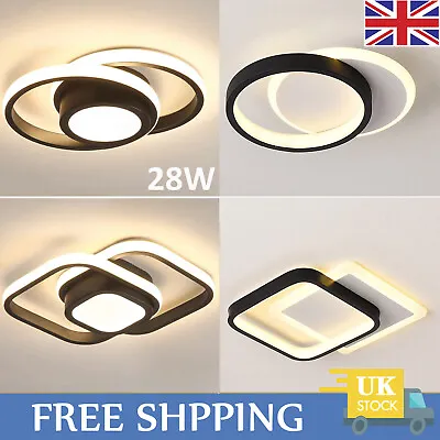 Modern Chandelier LED Lamp Black / White Frame Ceiling Light Living Room Lights • £12.98