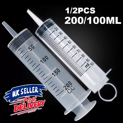 1/2PCS Large Reusable Sterile Syringe Hydroponics Nutrient Plastic Measuring • $10.99