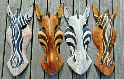 £9.95 • Buy Zebra Head Face Wood Carving Wall Hanging Carved Wooden Ornament Decoration 30cm