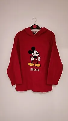Womens Disney Mickey Mouse Hoodie Fleece Sweatshirt Red Size Small Vintage 90's  • £7.99