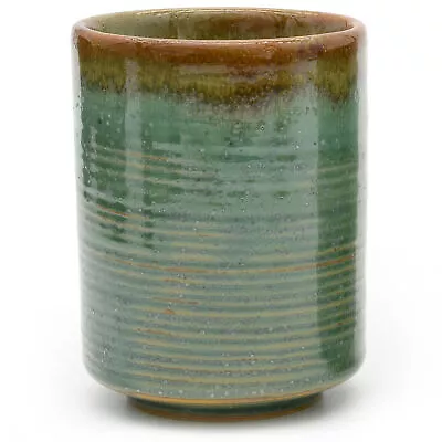 Japanese Ceramic Tea & Coffee Cup - Green & Orange Glaze • £14.95