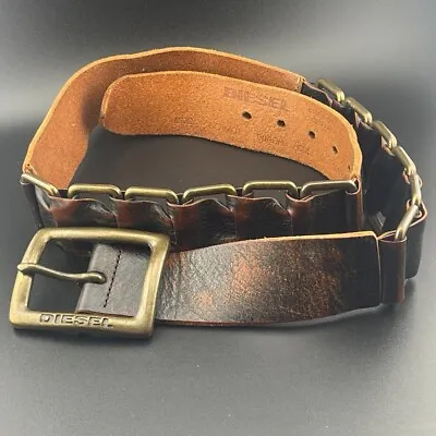Diesel Dermot Leather Belt Made In Italy Buckled Details Size 90cm/36in • $100