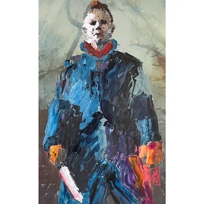 ORIGINAL Abstract Michael Mike Myers Palette Knife Horror Holloween Art Painting • $129