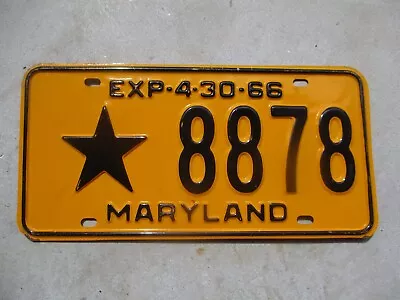 Maryland 1965 / 66 STAR License Plate #  8878 • $40.50