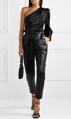 £1000 IRO Paris Instinct Black Leather Lace-up Trousers Pants • £499.99