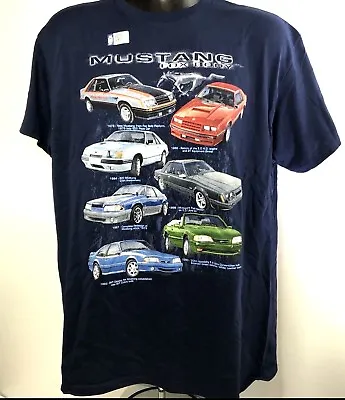 Ford Mustang T-Shirt - Blue W/ Fox Body Generations & Pony Emblem / Logo • $24.99