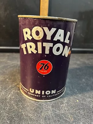 Vintage Royal Triton Union 76 Oil Can SAE 10-10W Quart Can (FULL) NOS • $19.99