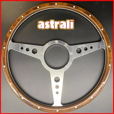 15  Classic Car Riveted Wood Rim Alloy Spoke Steering Wheel Suits Moto-Lita Hub • $139.95