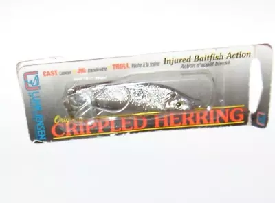 LUHR JENSEN Crippled Herring Jigging Casting Spoon 1oz Chrome Fishing Lure • $8.99