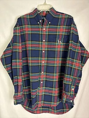 Polo Ralph Lauren Blake Terrier Dog Long Sleeve Button Up Plaid Shirt Mens Large • $26