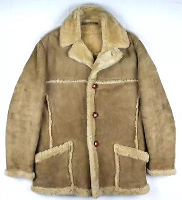 Vintage Sawyer Of Napa Shearling Suede Leather Western Rancher Coat 42 Marlboro • $299.99