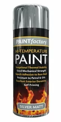 PaintFactory High Temperature Silver Paint Heat Resistant Spray Matt Stove 300ml • £8.69