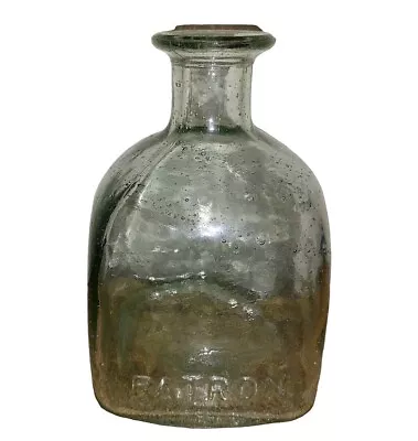 Vintage Patron Tequila Empty Clear Bubbled Glass Liquor Bottle 6.5  Shabby Vase • $24.99