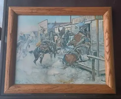  In Without Knocking  1909 Charles. M. Russell Signed/Oak Framed • $39.99