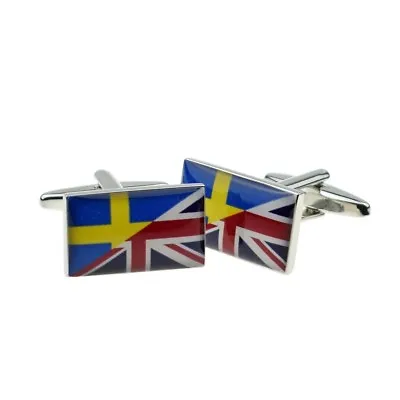 High Quality Union Jack Mixed With Swedish Flag Cufflinks • £7.99