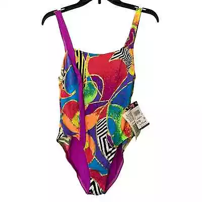 Vintage Vtg JAG Outrageous Multicolor One Piece Bathing Suit Swimsuit Sz 14 NWT • $35