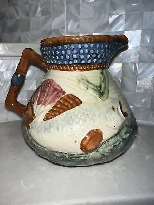 Antique Majolica Fish Fishing Jug Small Pitcher Creamer Marked Shorter England • $130