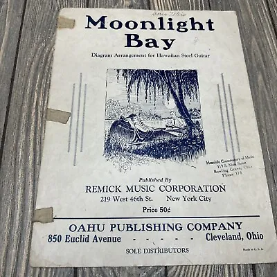 Vtg Moonlight Bay Oahu Hawaiian Guitar Sheet Music • $14.99