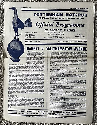 Barnet V Walthamstow Avenue Amateur Cup Semi Final Reply 1959 @ Tottenham • £9.95