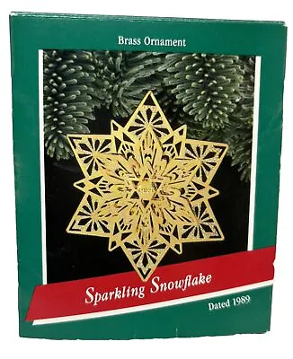 Vintage 1989 BRASS Metal Hallmark Keepsake Ornament  Sparkling Snowflake  W/BOX • $9.99