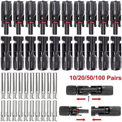 10-100 Solar Cable Connectors 4mm-6mm 30Amp Waterproof Solar Panel Wire Joiners • $55.99