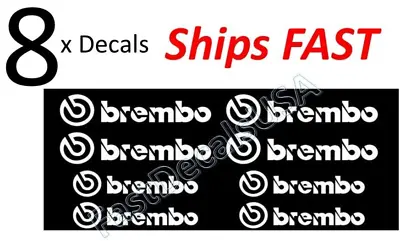 8 X Brembo Caliper Decal White Sticker - Heat Resistant - Free Shipping • $7.25