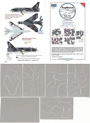 TOP NOTCH PAINT MASKS 1/72 BAC English Electric Lightning Camouflage Pattern • £5.99