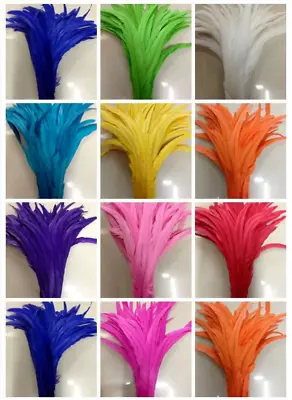 10pcs 28-35cm Rooster Coque Tail Feathers 15 Colours DIY Craft Millinery Costume • $10.95