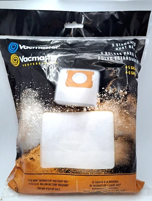 $8.99 • Buy Vacmaster 4-5 Gallon Standard Dry Vacuum Dust Filter Bags 3 Pack VDB45 NEW