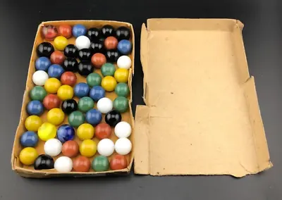 Vintage Vitro Agate Game Marbles W/Original Box Set - Mixed • $10