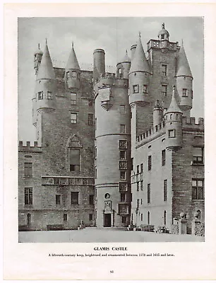 Glamis Castle Scotland Vintage Picture Old Print 1944 CLPBOB#93 • £3.49