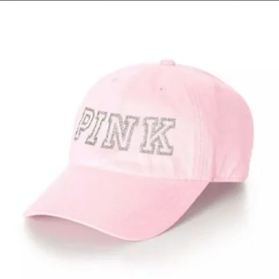 New Victoria’s Secret PINK Adjustable Baseball Cap Hat Silver Glitter Logo • $22.50