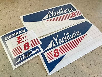 Evinrude Yachtwin 8 HP Vintage Outboard Motor Decal Kit Blue And Red FREE Ship! • $18