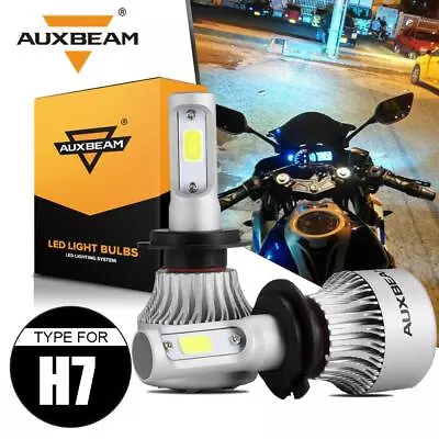 AUXBEAM H7 Motorcycle LED Headlight Bulbs Kit High/Low Beam 72W 6000K White HID • $21.99