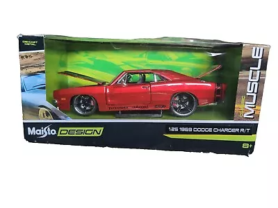 Dodge Charger R/T 1969 Red Metallic Classic Muscle Maisto 1/25 Diecast Model Car • $26.50