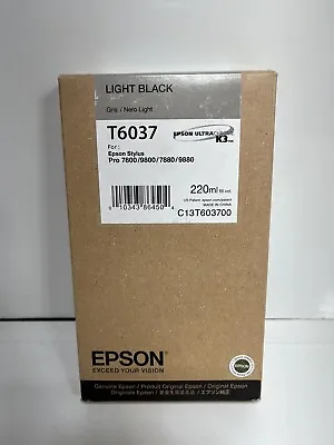 EXPIRED 2019  - Epson Light Black Ink T6037 New 7880 9880 Genuine 220ML • $66.89