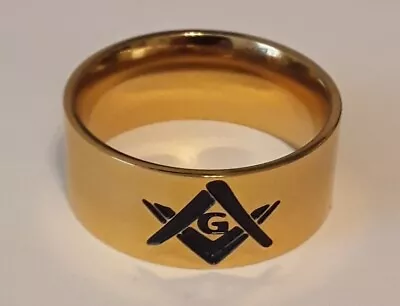 Masonic Gold Ring Size 12 Freemason Square Compass Master Mason Wedding Past M • $9.99