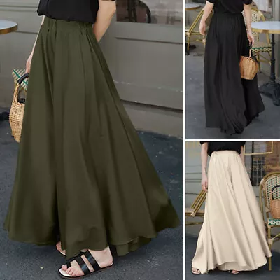 Womens Casual Holiday Culottes Pants Wide Legs High Waist Long Trousers Skirts • $19.94