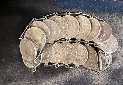 Unique Vintage 1930’s-1950’s 720   Silver Mexican  20 Centavos Coin Bracelet • $87