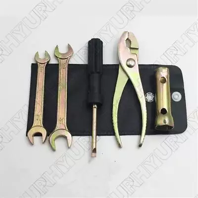 Universal Motorcycle Spark Plug Spanner Wrench Socket Tool Kit W/ Storage Pocket • $13.22