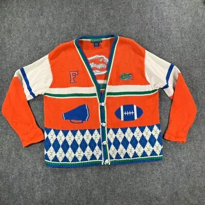 Vintage Florida Gators Womens Sweater Extra Large Orange UF Football Cardigan • $44.98