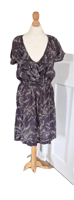 £5 • Buy Monsoon Grey Ivory Beige Floral Summer Dress Size 12