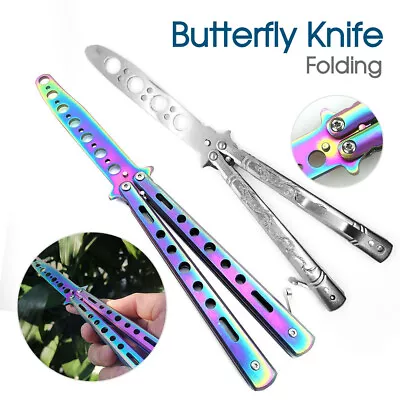 NEW Rainbow Dragon Butterfly Knife Metal Folding Practice Training Tool CSGO AU • $9.98