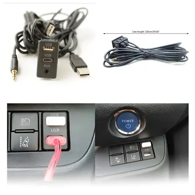 Dash AUX Flush Panel Mount Extension Cable Adapter 2 USB Port For Car Truck SUV • $13.88