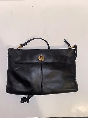 Cabin Creek Handbag Smooth Black Leather Purse Shoulder Bag 11”x7” • $13