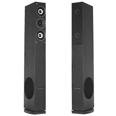 Pair 6.5  Black Hifi Speakers Bass Subwoofer Home Cinema Column Tower Set 500W • £150