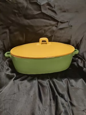 NEW Vietri Italy Cucina Fresca 2.25 Quart Covered Casserole Dish Green & Mustard • $69.99