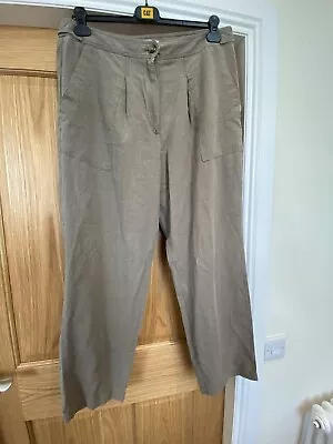 M & S Marks And Spencer Per Una Linen Blend Trousers - Size 16 • £8