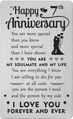 Gezxin Happy 7th Wedding Anniversary Card Gifts For Husband Wife- 7 Year Yr Card • £15.91